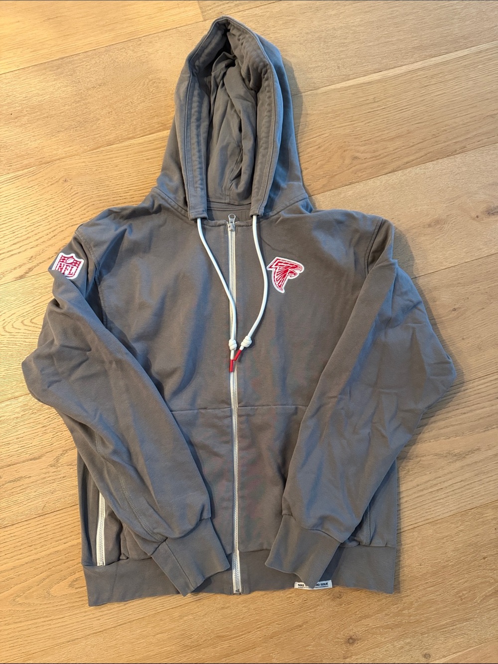 Nike Gray Full-Zip Dri Fit Hoodie with Atlanta Falcons Patch